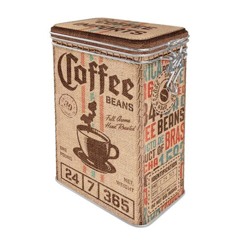 Coffee Theme Clip Top Tin (7.5x11x17.5cm)