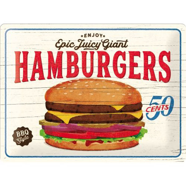 Nostalgic-Art Hamburgers Large Sign (30x40cm)