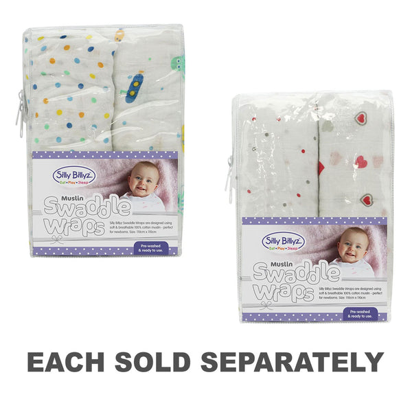 Muslin Gender Swaddle Wrap 2pk