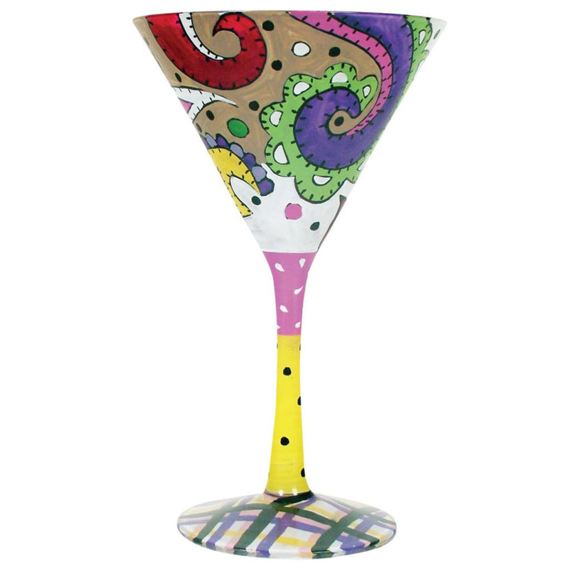 Pretty Paisley Hand-Painted Martini Glass