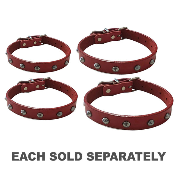 Leather Studded Collar (Red)