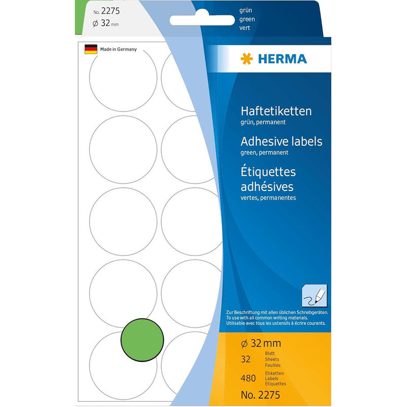 Herma Coloured Adhesive Dot Labels (Green)