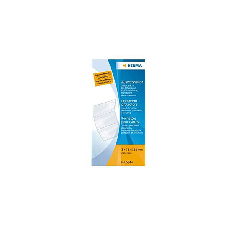 Herma Document Protectors 25pk 3-Part Wallet (71x111mm)