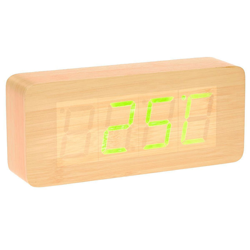 Large LED Wood Cuboid Table Clock