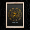 Astrology Wheel Black Wooden Framed Wall Print