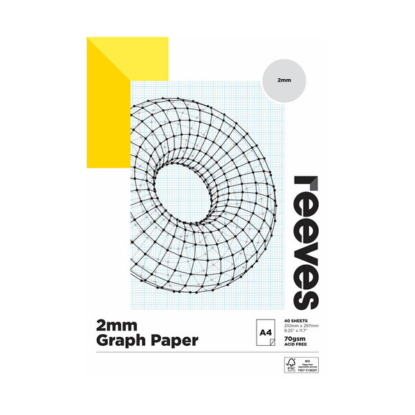 Reeves 70gsm 2mm Graph Paper Pad (40 Sheets) (A4)