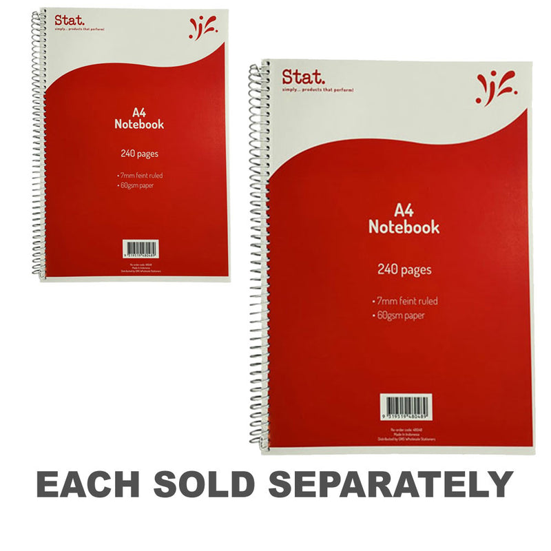 Stat Ruling Board Cover A4 Notebook 240pg (Red)