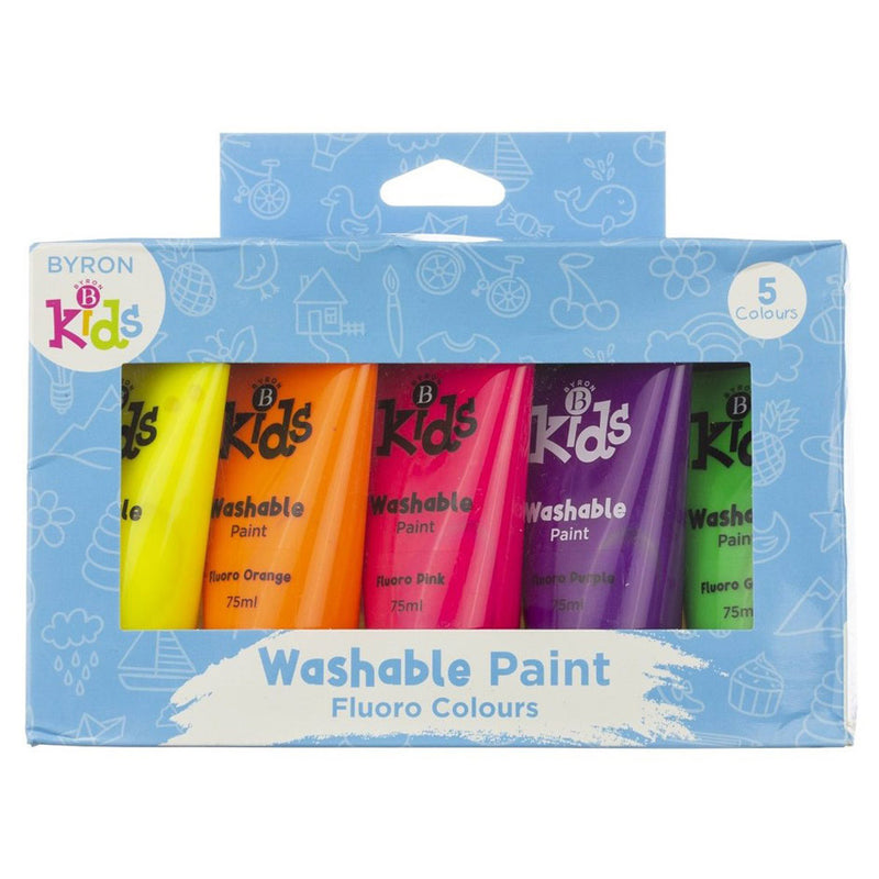 Jasart Byron Kids Washable Fluoro Paint 75mL (Set of 5)