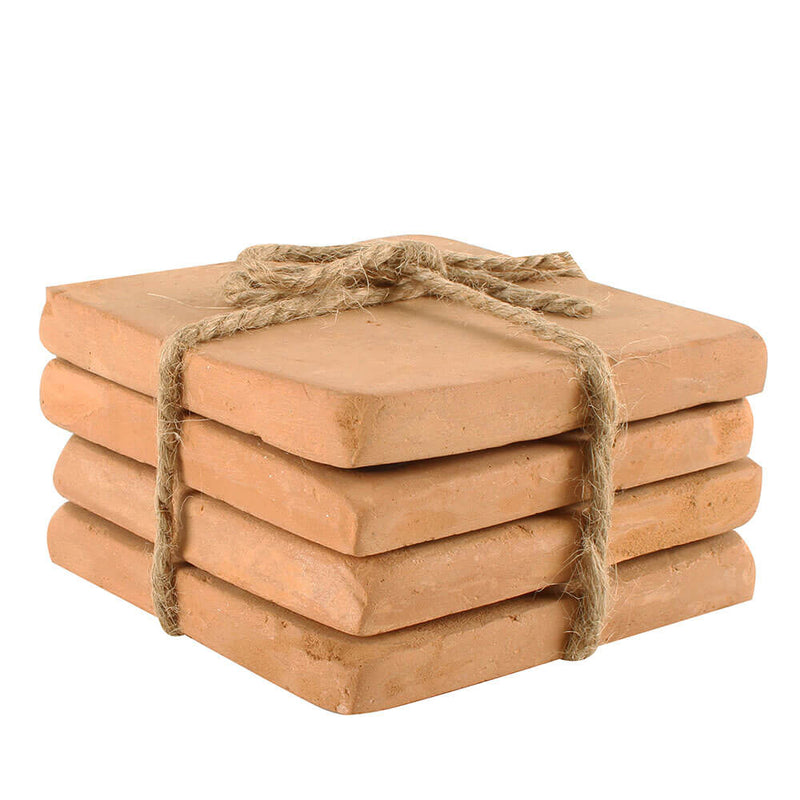 Caharin Terracotta Coasters med Stoppers Set of 4
