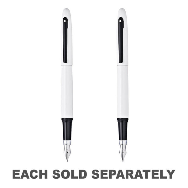 Sheaffer VFM White Lacquer and Black Fountain Pen