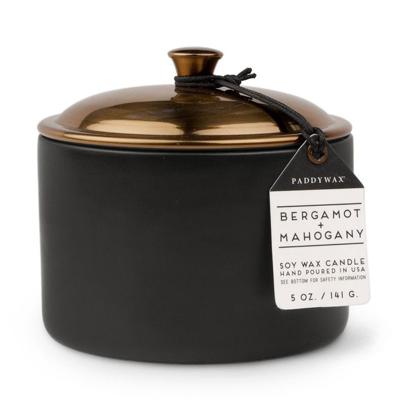 Hygge Bergamot Mahogony -stearinlys i keramikk (svart)