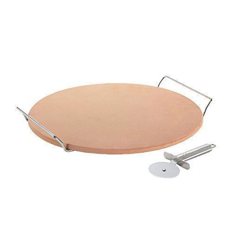 Pizza Stone Set with Rack and Pizza Cutter 33cm