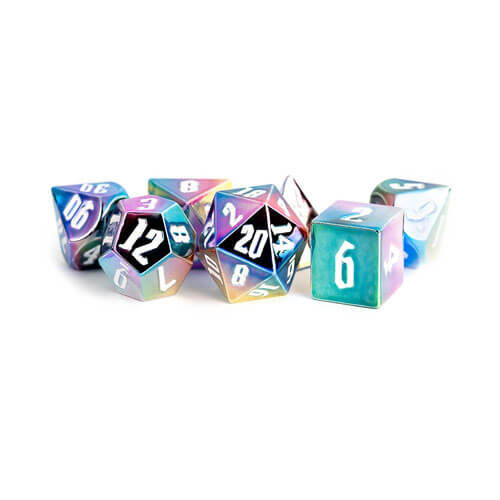 Metallic Rainbow Aegis Polyhedral Dice Set 16mm