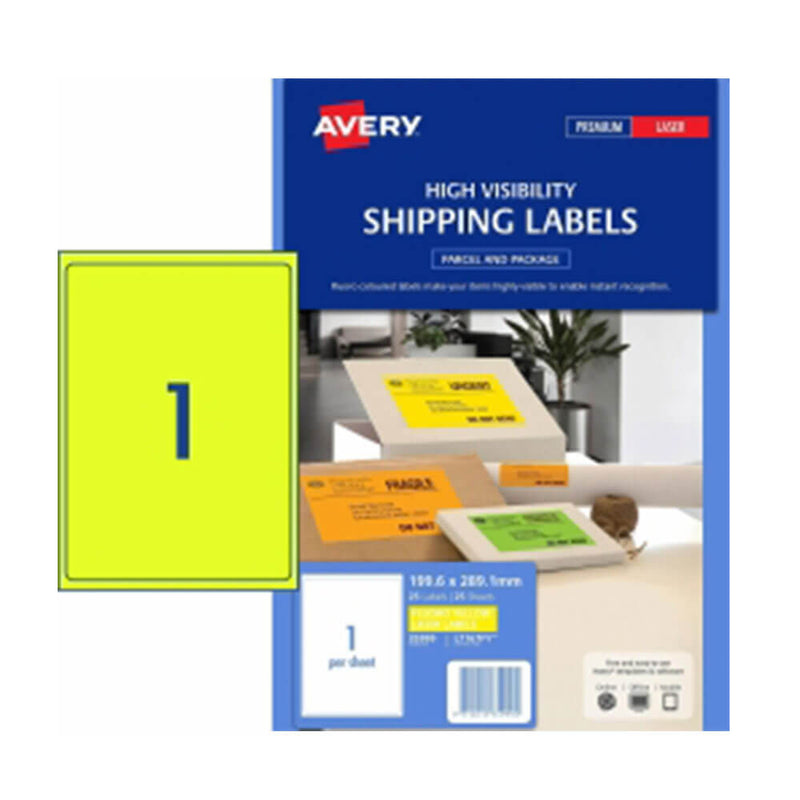 Avery High Syns Shipping Label 25pk 1/ark