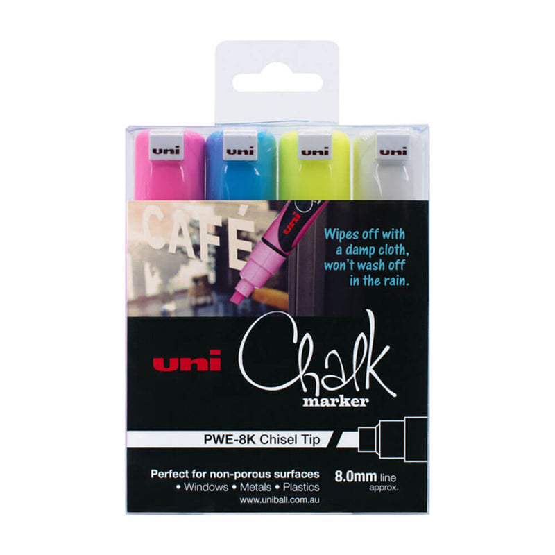 Uni Chalk Marker 8.0mm meiselspiss assortert