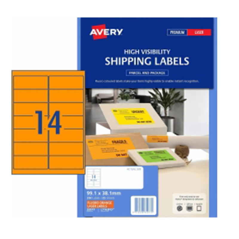 Avery High Syns Shipping Label 25pk 14/Sheet