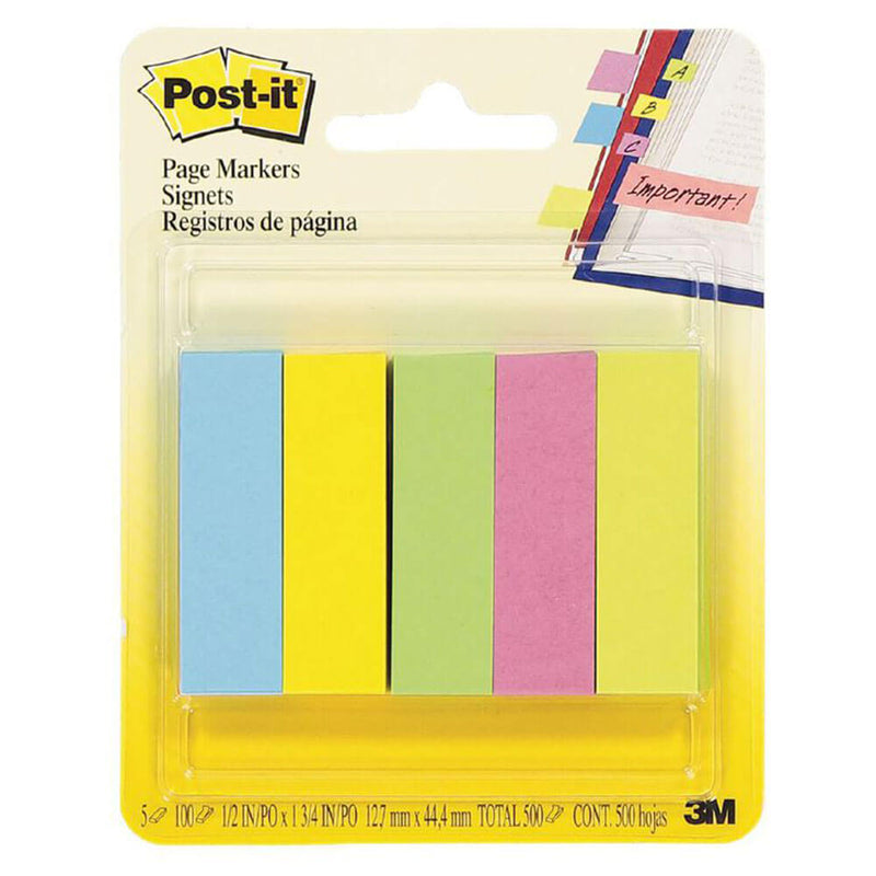 Post-It Page Markers 500 ark (5 farger)