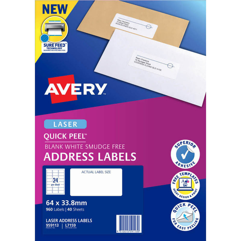 Avery Laser Quick Peel -adresseetiketter