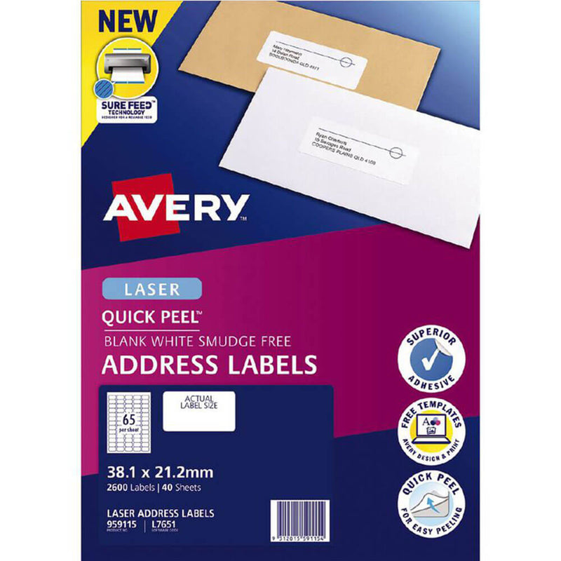 Avery Laser Quick Peel -adresseetiketter