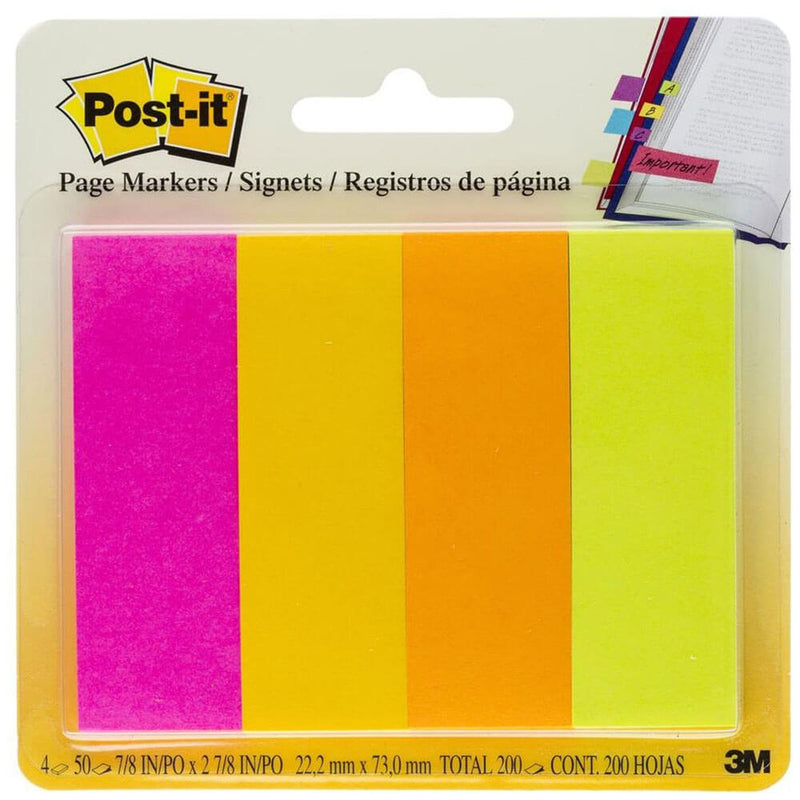 Post-It Page Markers 200 ark 22x73mm (4 farger)