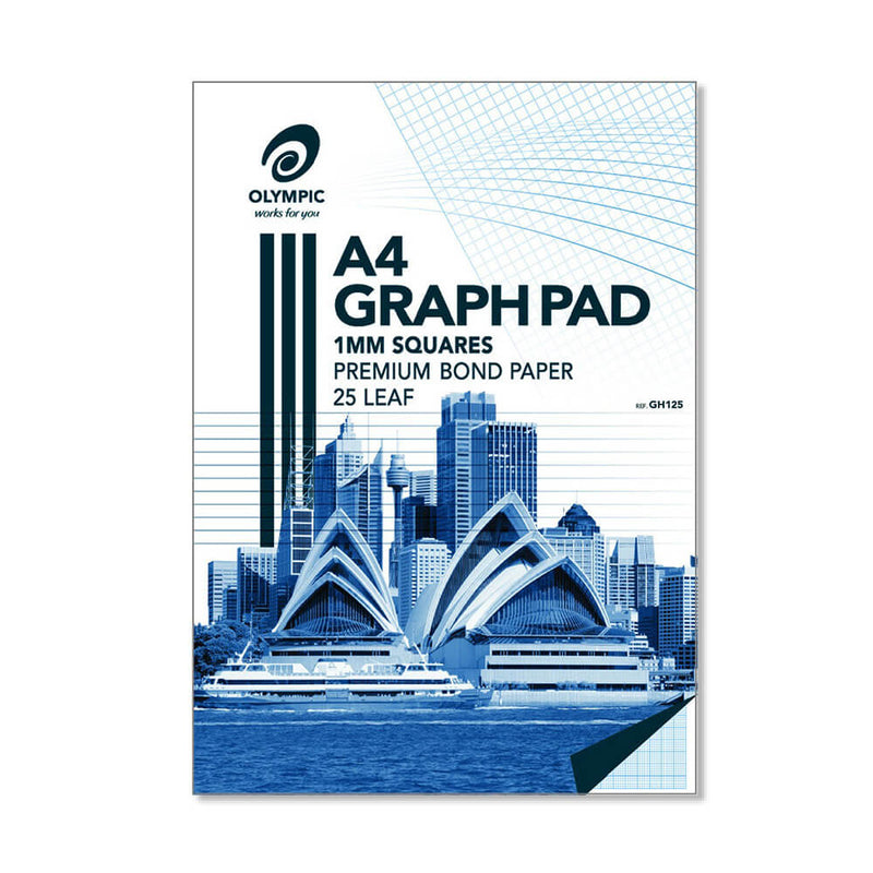 Olympic 7-Holed A4 Top Padded Graph Pad 5pk (25-blad)