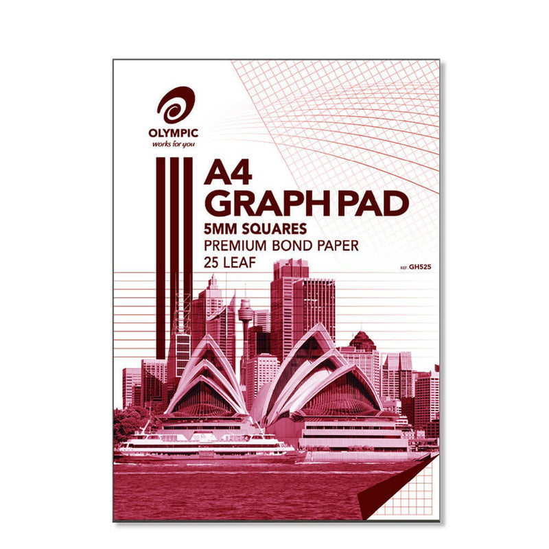 Olympic 7-Holed A4 Top Padded Graph Pad 5pk (25-blad)